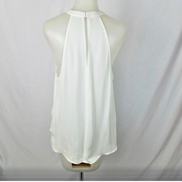 A.L.C. White Silk Tank Blouse, Keyhole neck, metal detail - Picture 11 of 12